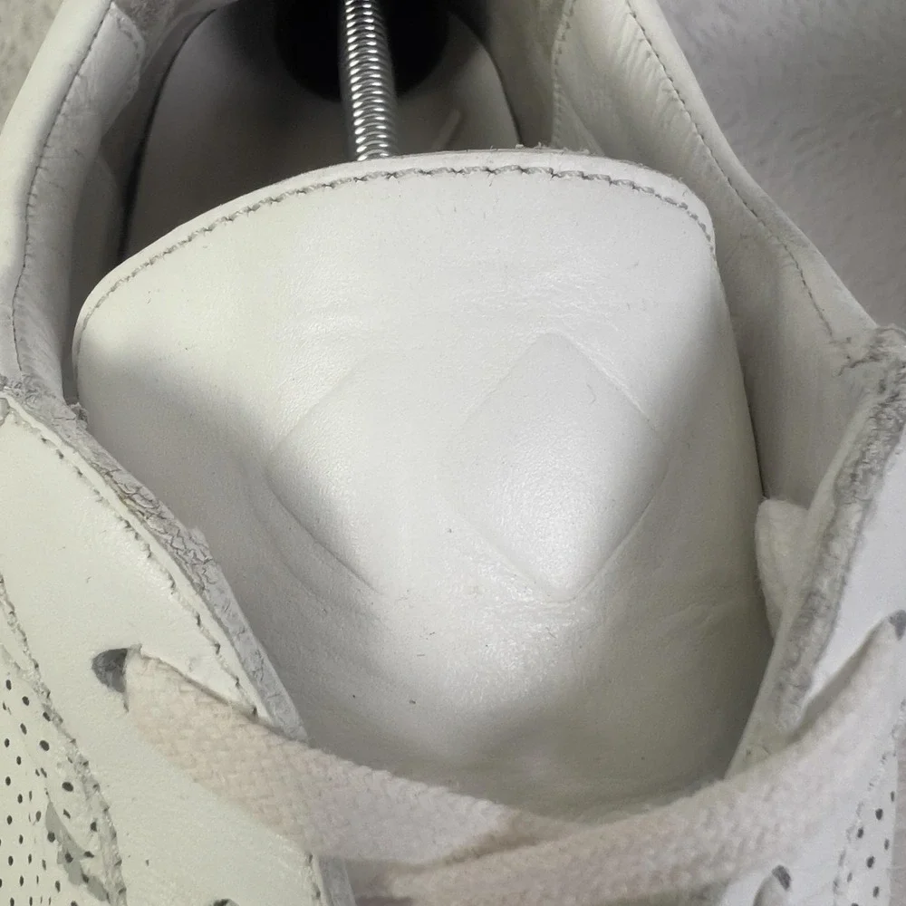 Koio Shoes Mens 14 White Leather Perforated Lace Up‎ Sneakers Made In Italy